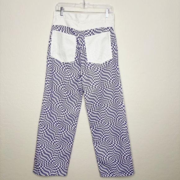 Lisa Says Gah Robyn Jeans Purple Warp Check Straight Leg Denim Rigid Size 30 - Picture 4 of 15